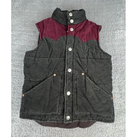 True Religion Mens M Corduroy Puffy Vest W/ Burgundy Yoke NWT Cowboy - Picture 7 of 15